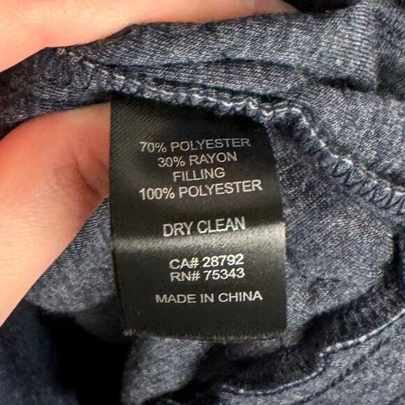 Jones & Co Blue Jersey Zip Quilted Mock Neck Elastic Hem Insulated Jacket 1X - Picture 7 of 8